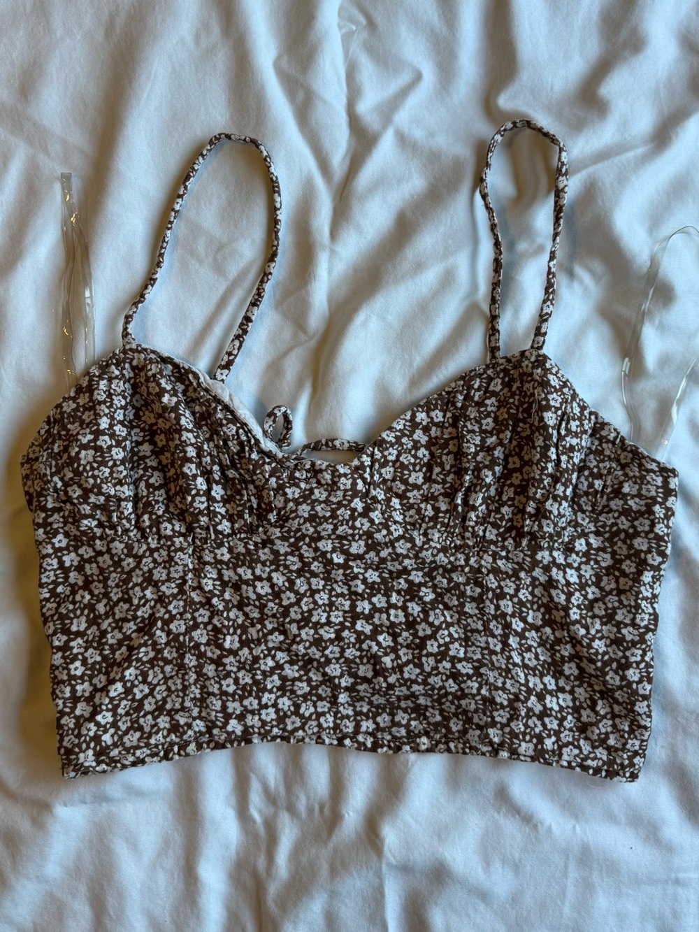 RSQ Brown and White Floral Cropped Cami